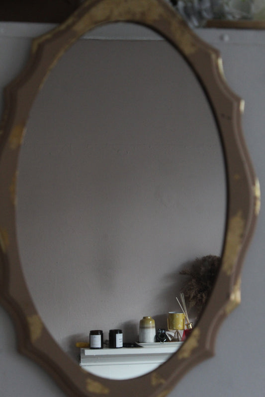 Beige and Gold Leaf French-Inspired Mirror