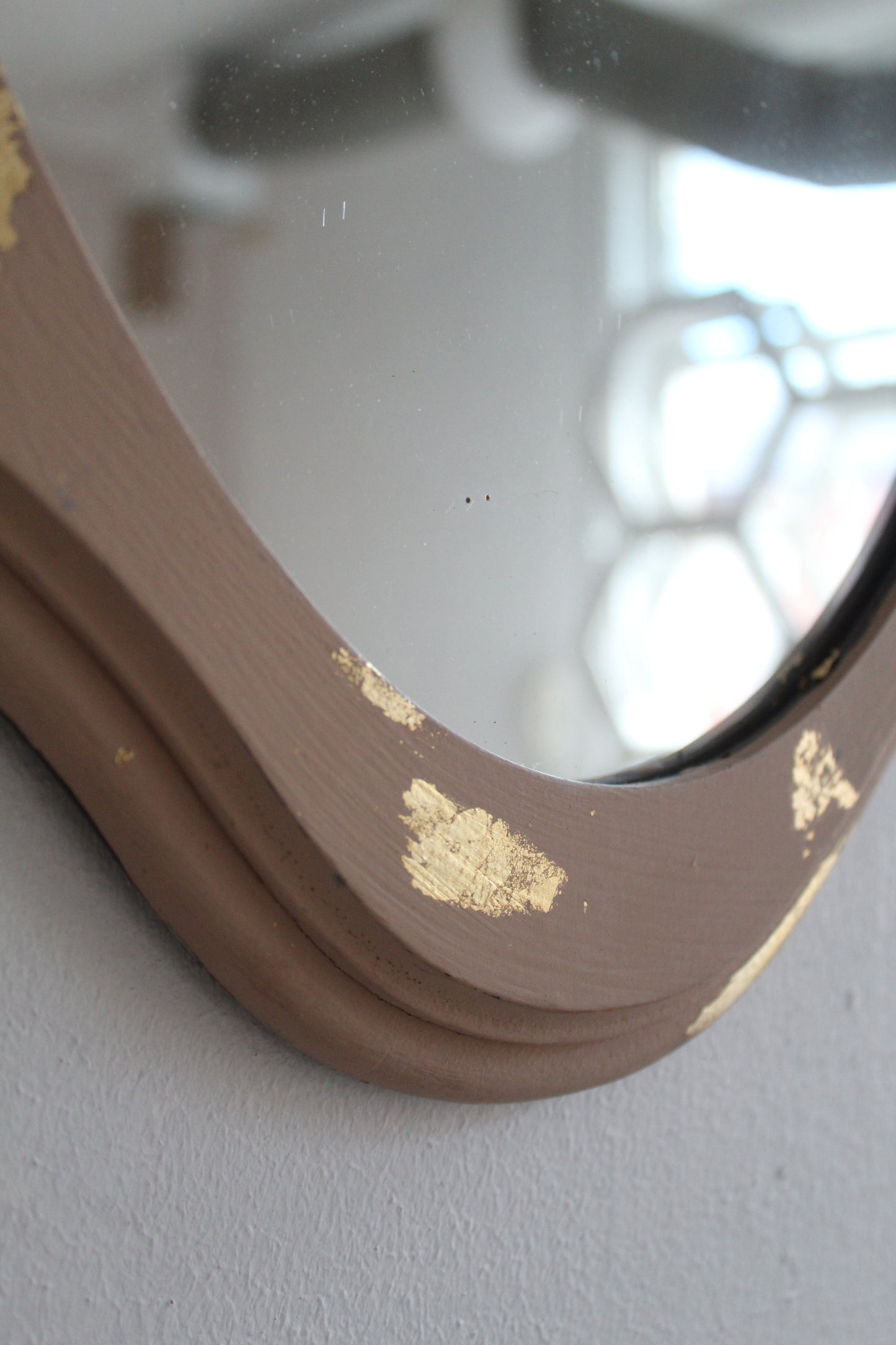 Beige and Gold Leaf French-Inspired Mirror