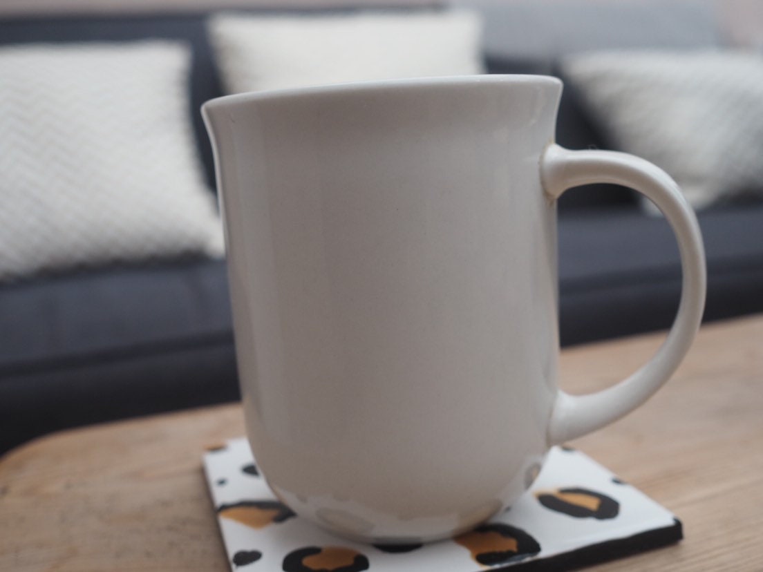 Handpainted leopard print square coasters